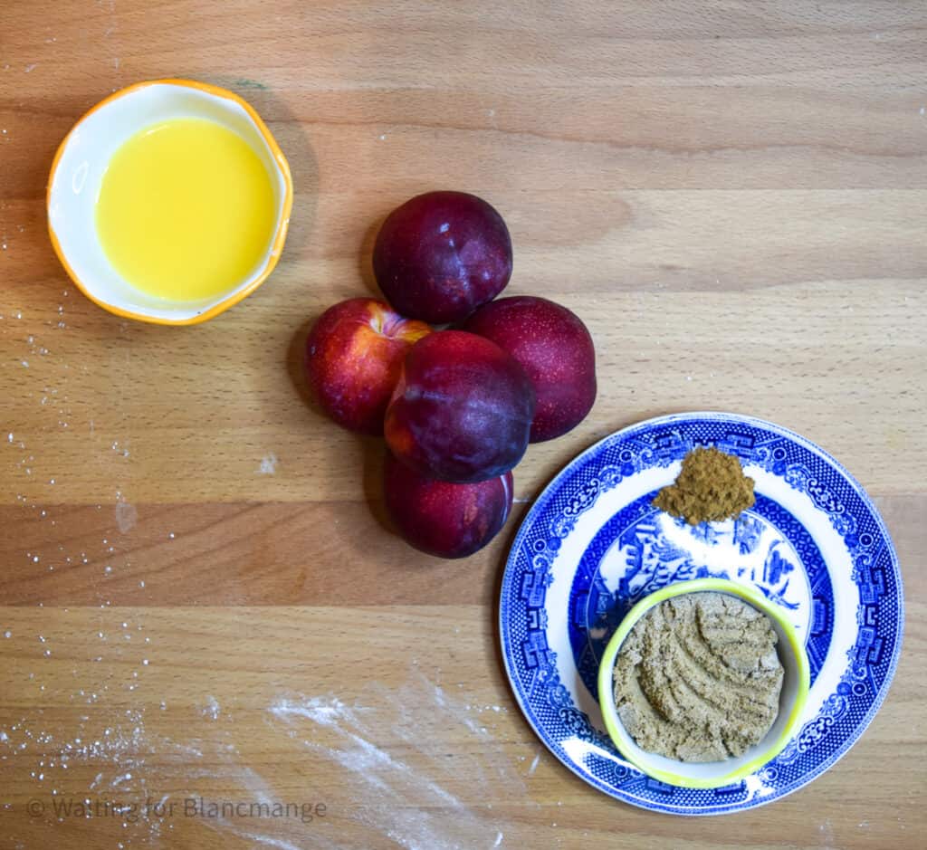 Ingredients for easy spiced plum sauce.