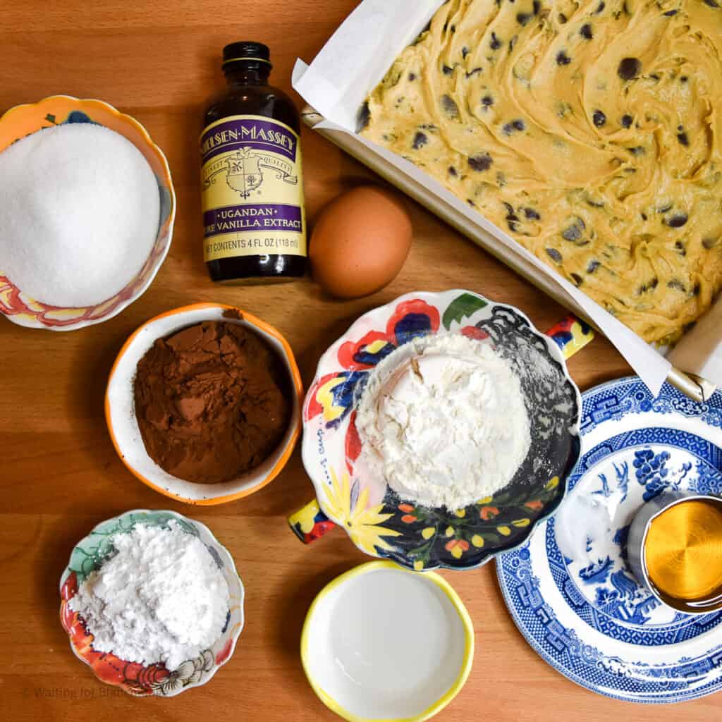 Ingredients for brownie layer of brookie bar recipe.